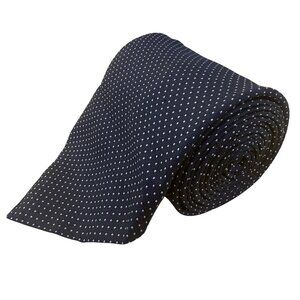 Faconnable Mens Navy Blue 100% Silk Polka Dot Necktie Elegant Classic Design